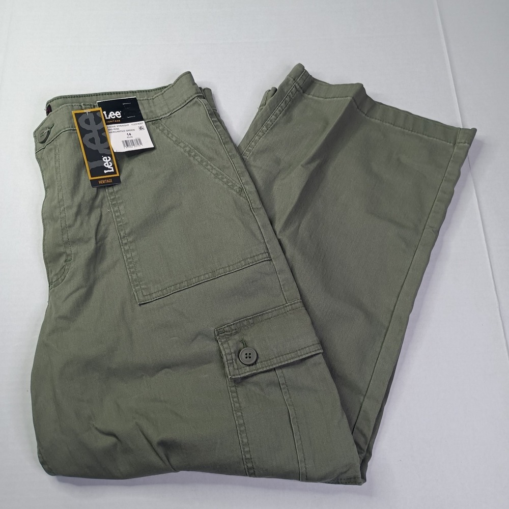 Lee Womens Heritage Loose Straight Cargo Pants Size 14 Mercantile Green Mid Rise